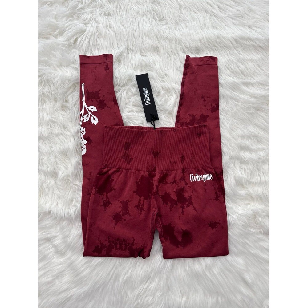 Civil Regime Blush Red Reaper Wash Kelly Seamless Leggings Size XS